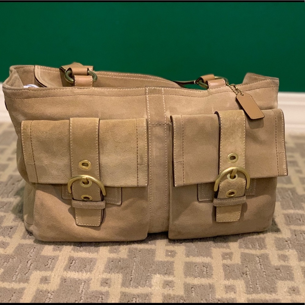 Beautiful and classic suede Coach tote.